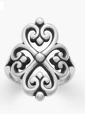 James Avery Adorned Hearts Ring 925 Sterling Silver Retired Wide Band